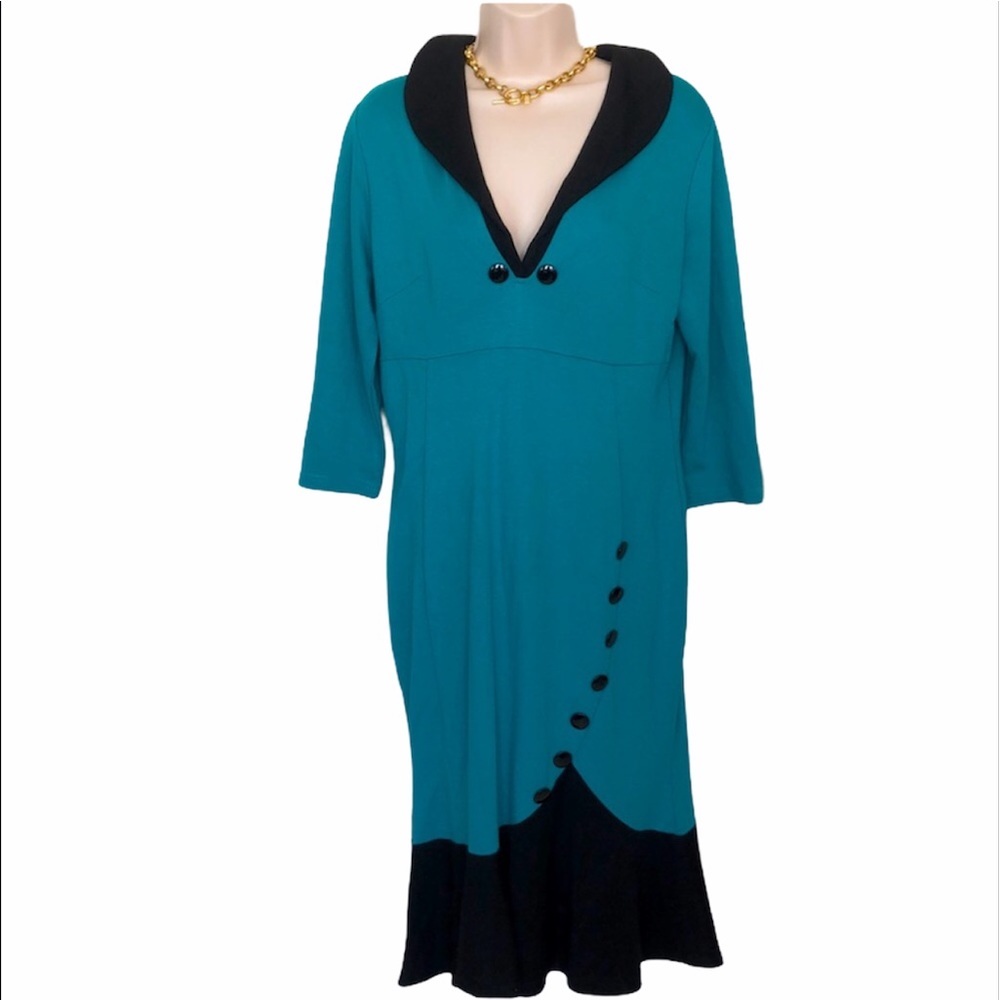 Vintage Homeyee blue and black dress size large 12